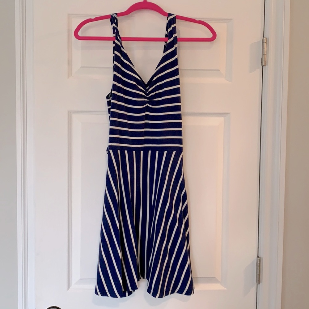 Navy and white striped dress